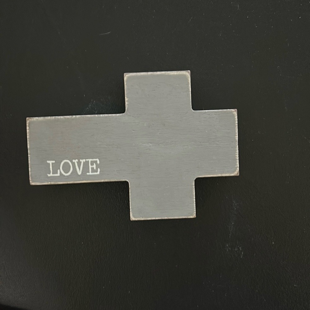 Small Gray LOVE Cross MDF Wood Shelf Decor 5x3 Rustic Farmhouse